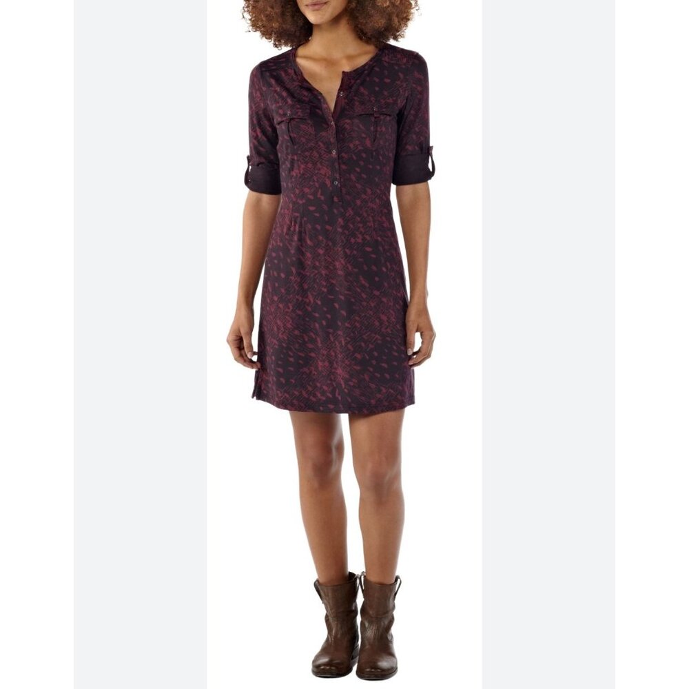 Patagonia Burgundy and Black Printed Midi Dress